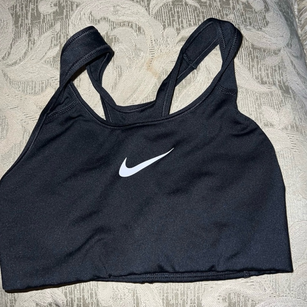 Nike Women's Black Sports Bra with White Logo